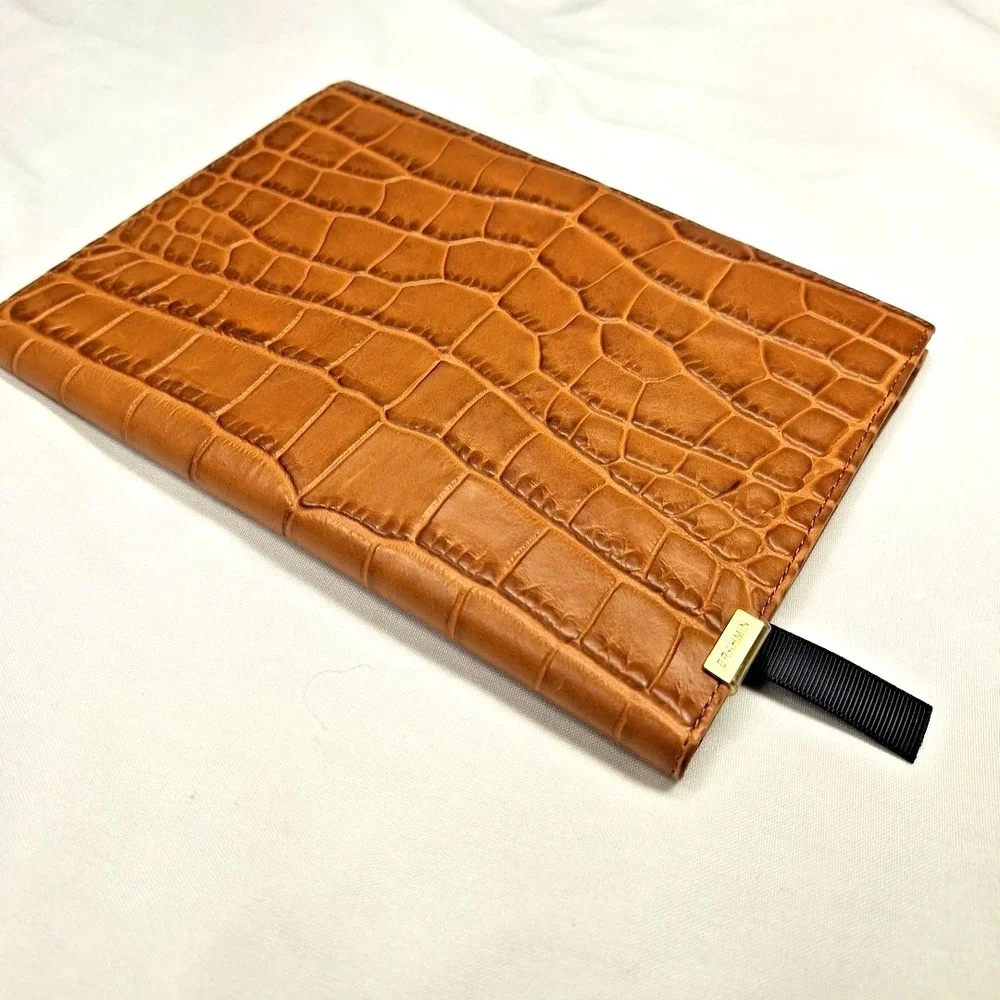 Brahmin Journal Notebook Diary Melbourne Pecan Tan Croc Print Leather Luxury